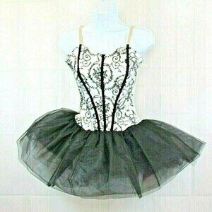 Curtain Call Costumes Pageant Dress Black White Dance Made In USA Size 8A